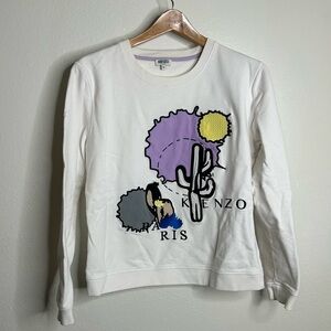 Kenzo Paris Cactus Crew Neck White Sweatshirt Size XL